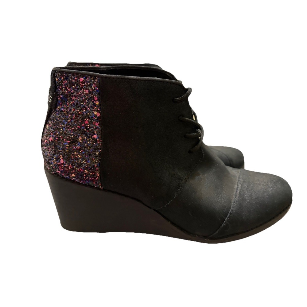 TOMS Hyde Multi Color Glitter Wedge  Womens Black Casual Boots Easter Grad Wedng - Picture 2 of 7